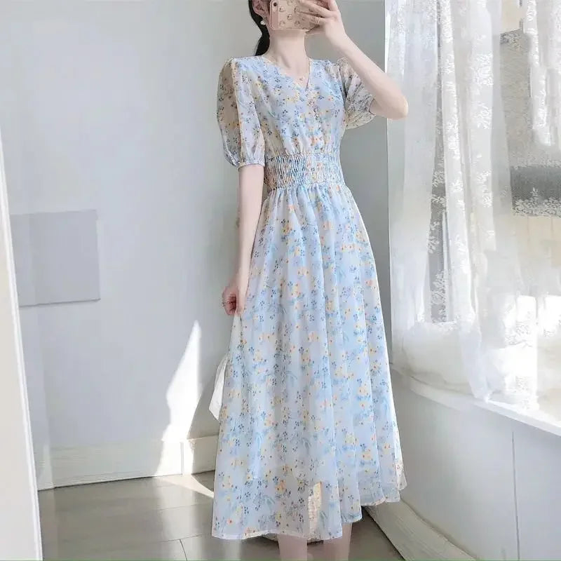 Evening Dresses for Women 2025 Silk Prom Flower Clothes Midi Woman Dress Party Chiffon Floral White Satin Aesthetic Outfits X G