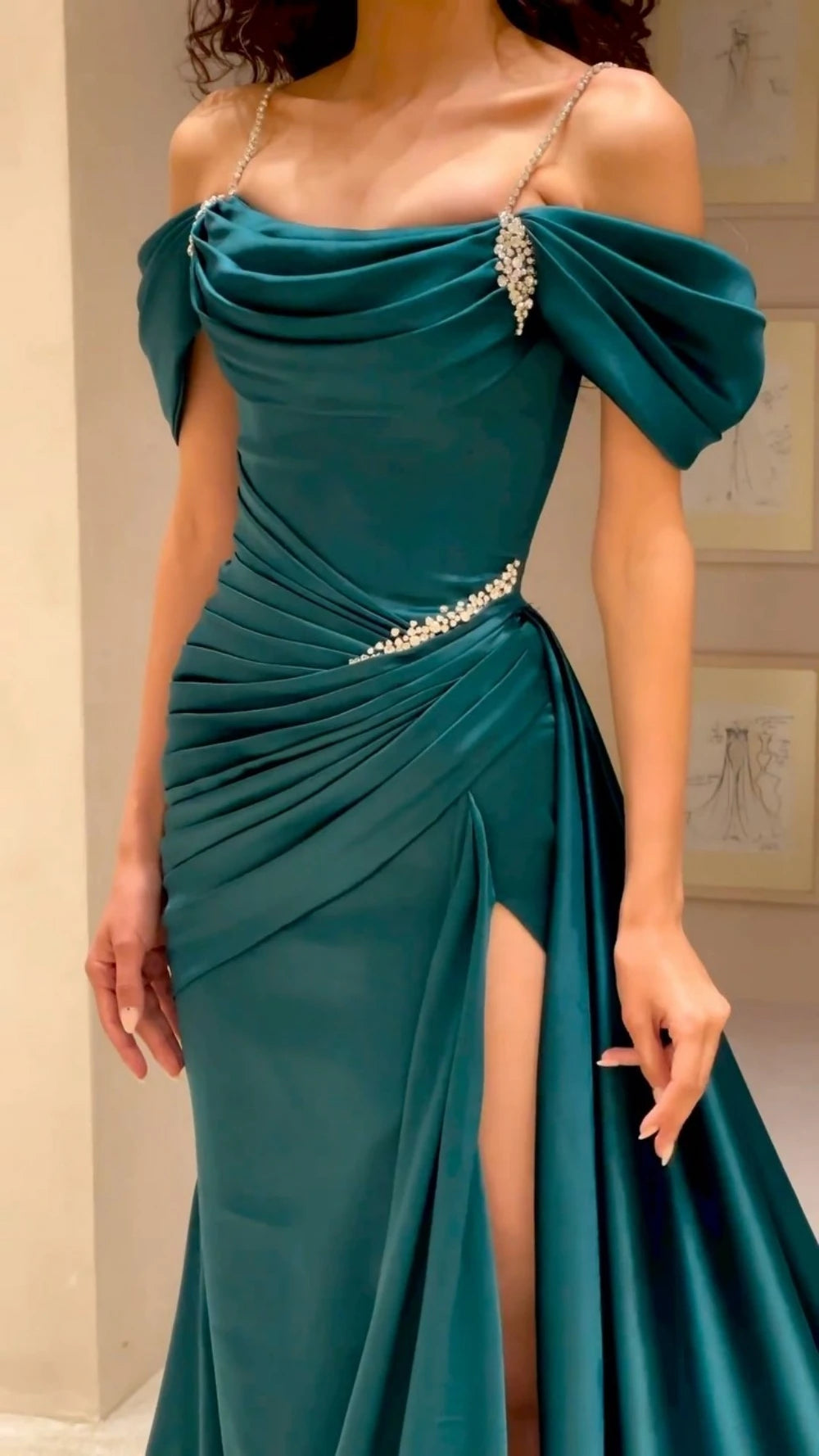 Customized Prom Dresses Exquisite Off-the-shoulder Ball Gown Sweep/Brush Evening Sequin s Formal Occasion robes de cocktai