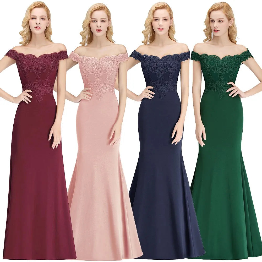 BABYONLINE Mermaid Evening Maxi Dresses For Women Elegant Lace Off-Shoulder Formal Prom Party Gowns 2024 Vestidos Robe Soiree