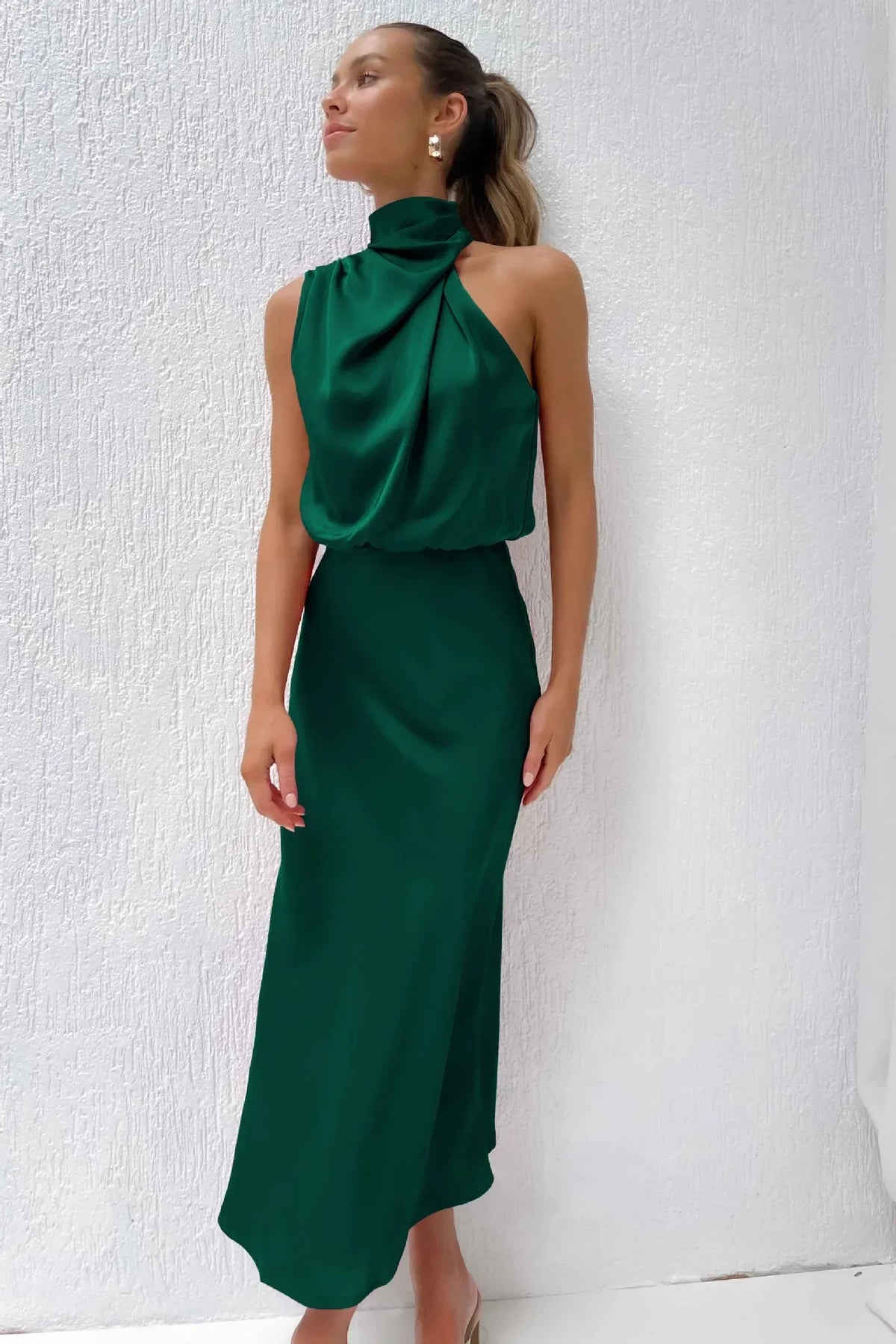 New in Summer Wedding Satin Silk Women Dresses Sexy Evening Party Sleeveless Off Shoulder Bodycon Elegant Maxi Dresses for Women