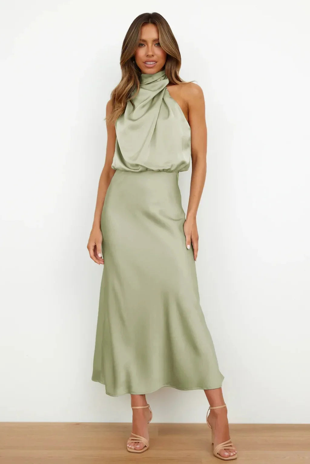 New in Summer Wedding Satin Silk Women Dresses Sexy Evening Party Sleeveless Off Shoulder Bodycon Elegant Maxi Dresses for Women