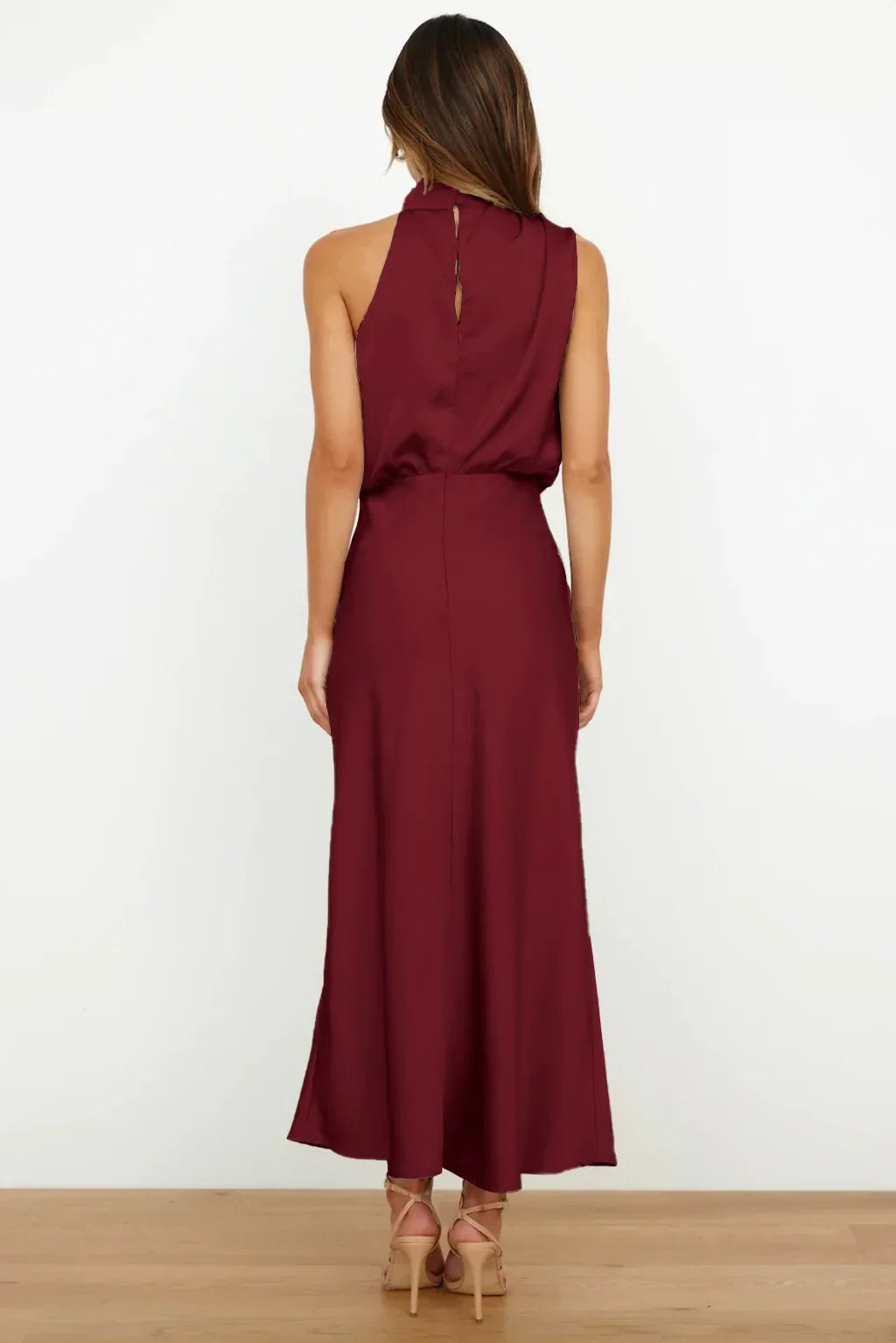 New in Summer Wedding Satin Silk Women Dresses Sexy Evening Party Sleeveless Off Shoulder Bodycon Elegant Maxi Dresses for Women
