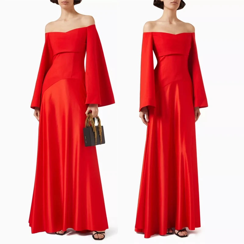 Elegant Pink Evening Dresses Customized Off Shoulder Long Formal Occasion Prom Gowns Wedding Party Dress for Women فساتين سهرات