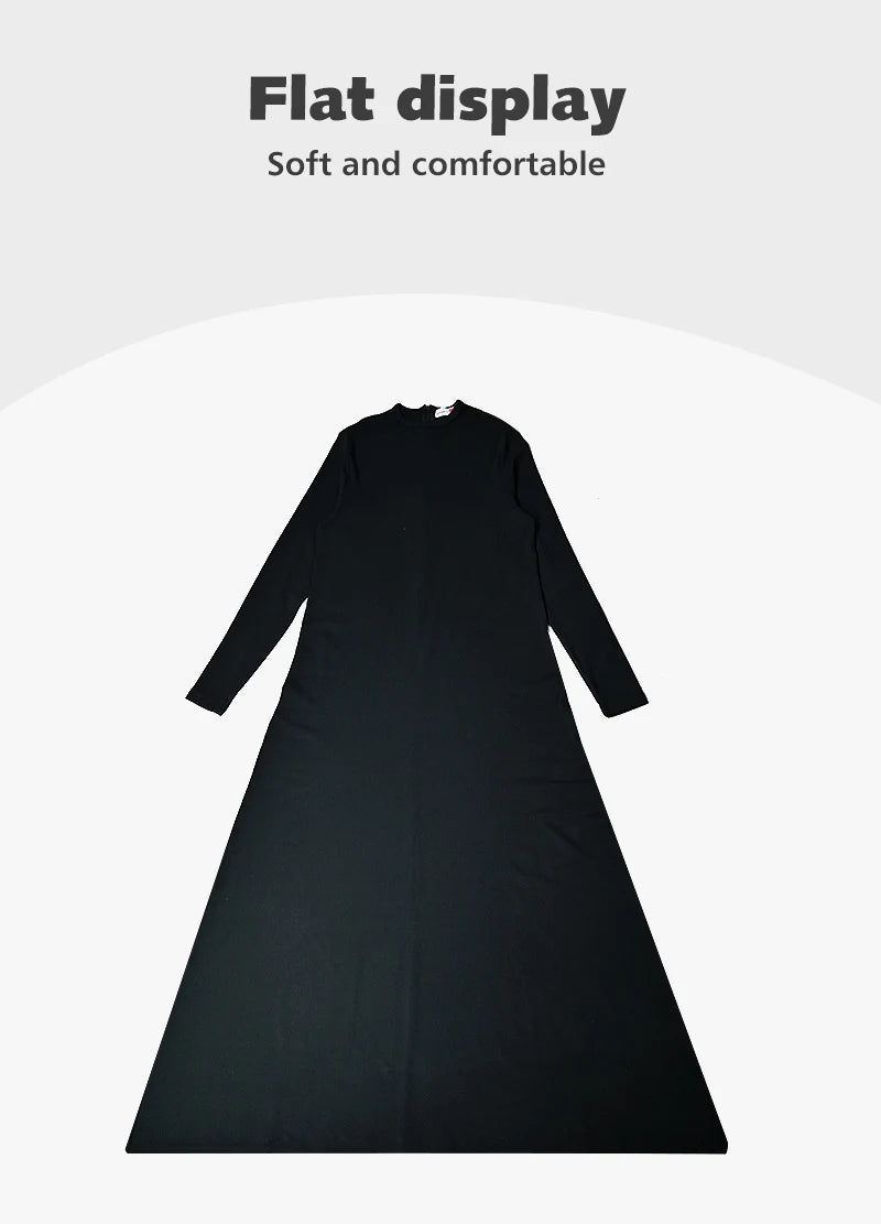 Maxi Dress Women Long Sleeve Lady Dresses Flowers and Pearls Top Casual Dress Round Neck Black Modal Ribbed Top Sizes XS-XXXL