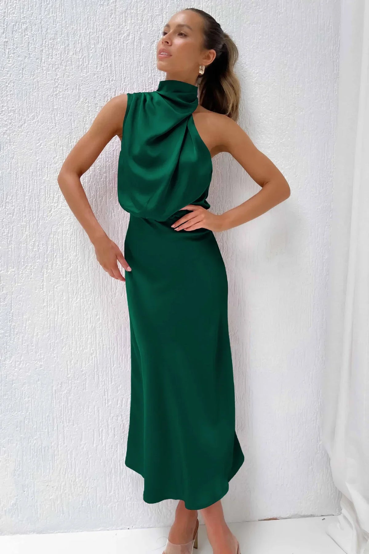 New in Summer Wedding Satin Silk Women Dresses Sexy Evening Party Sleeveless Off Shoulder Bodycon Elegant Maxi Dresses for Women