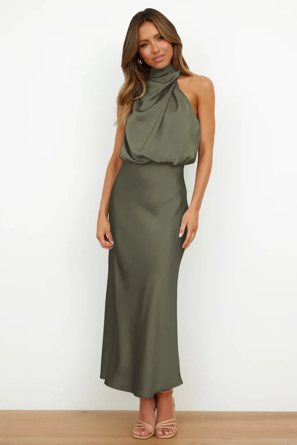 New in Summer Wedding Satin Silk Women Dresses Sexy Evening Party Sleeveless Off Shoulder Bodycon Elegant Maxi Dresses for Women