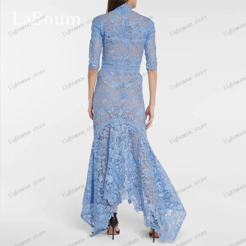 Exquisite Evening Dresses Elegant Prom Dress Half Sleeves Lace Fabric Robes For Formal Party Vestidos De Gala Customized 2025