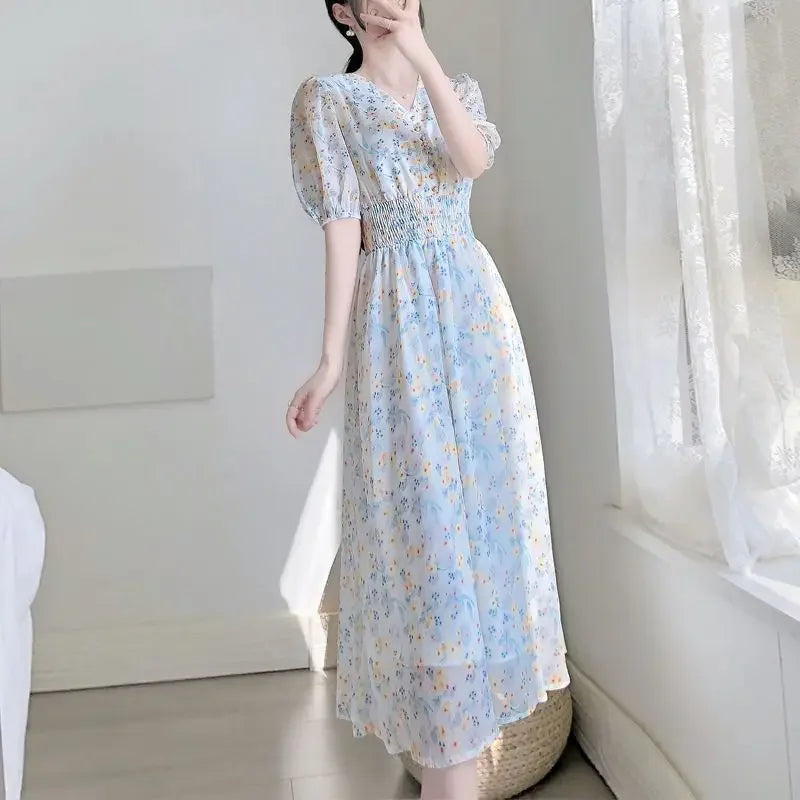 Evening Dresses for Women 2025 Silk Prom Flower Clothes Midi Woman Dress Party Chiffon Floral White Satin Aesthetic Outfits X G