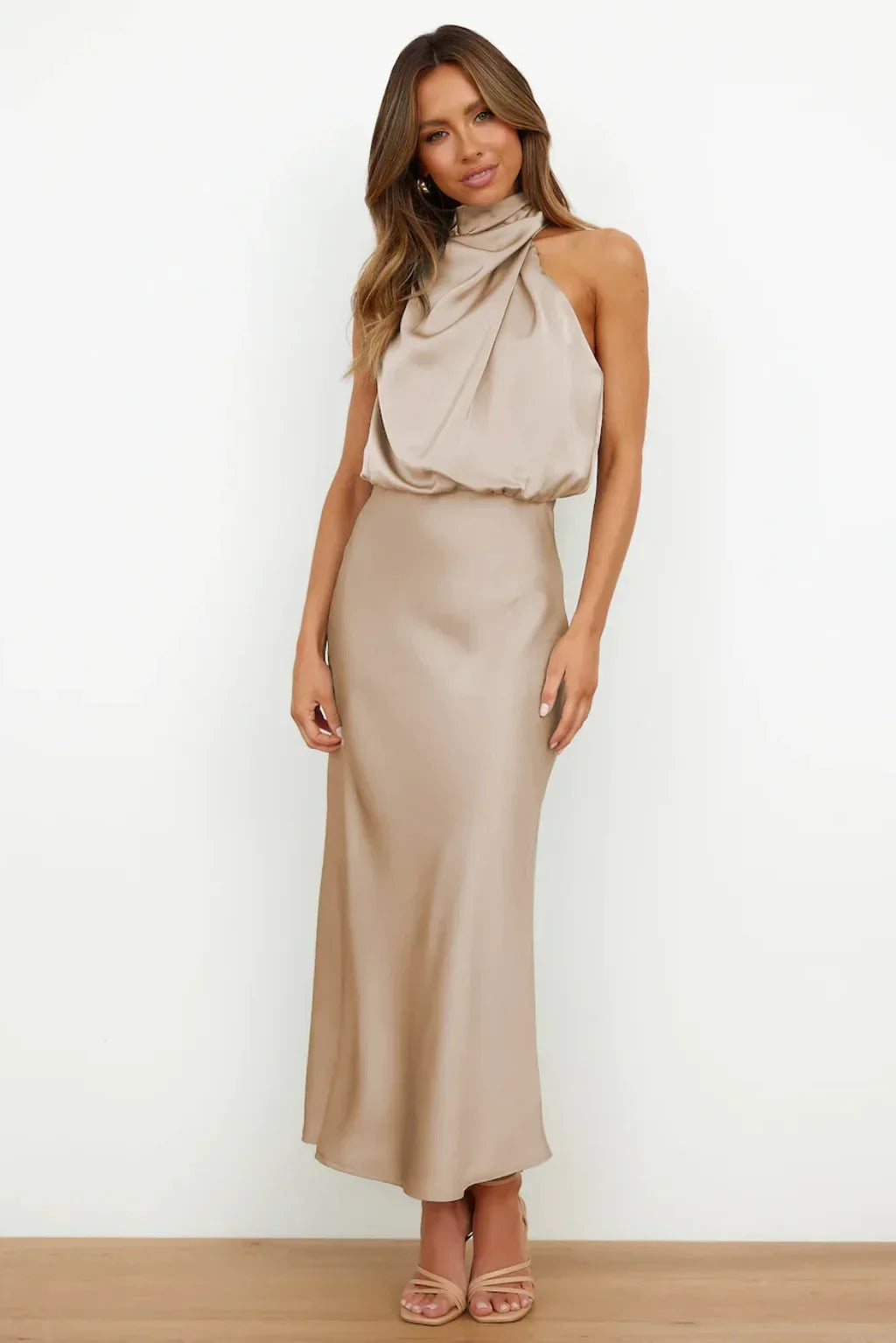 New in Summer Wedding Satin Silk Women Dresses Sexy Evening Party Sleeveless Off Shoulder Bodycon Elegant Maxi Dresses for Women