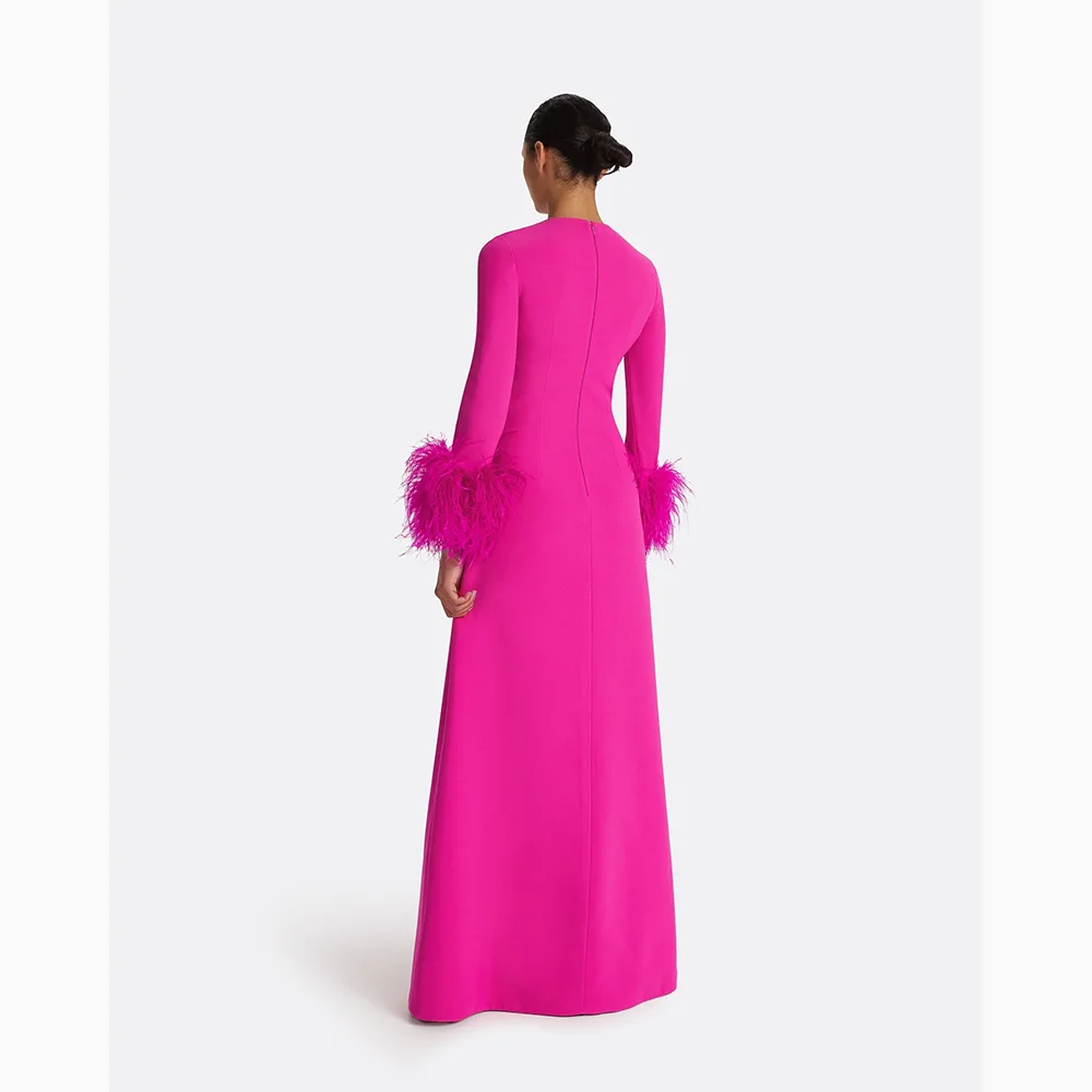 Simple Evening Dresses O-neck Long Sleeves Prom Gowns Elegant Formal Occasion Floor Length Evening Dress 2026 Customized