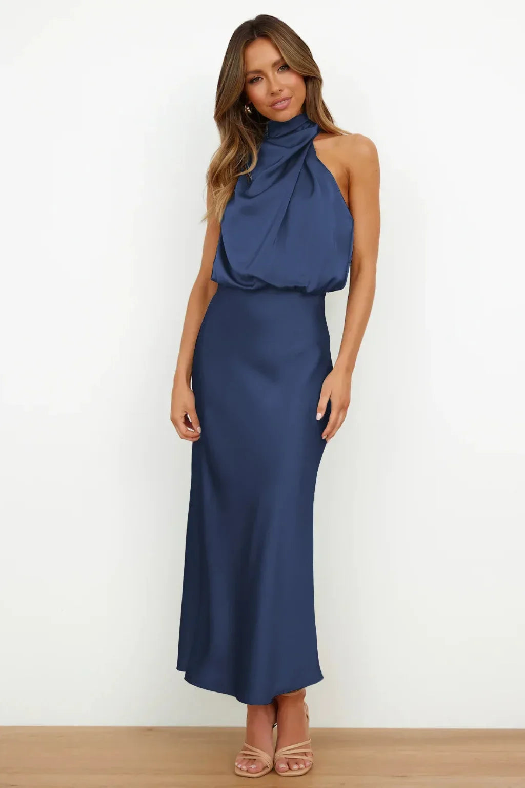 New in Summer Wedding Satin Silk Women Dresses Sexy Evening Party Sleeveless Off Shoulder Bodycon Elegant Maxi Dresses for Women
