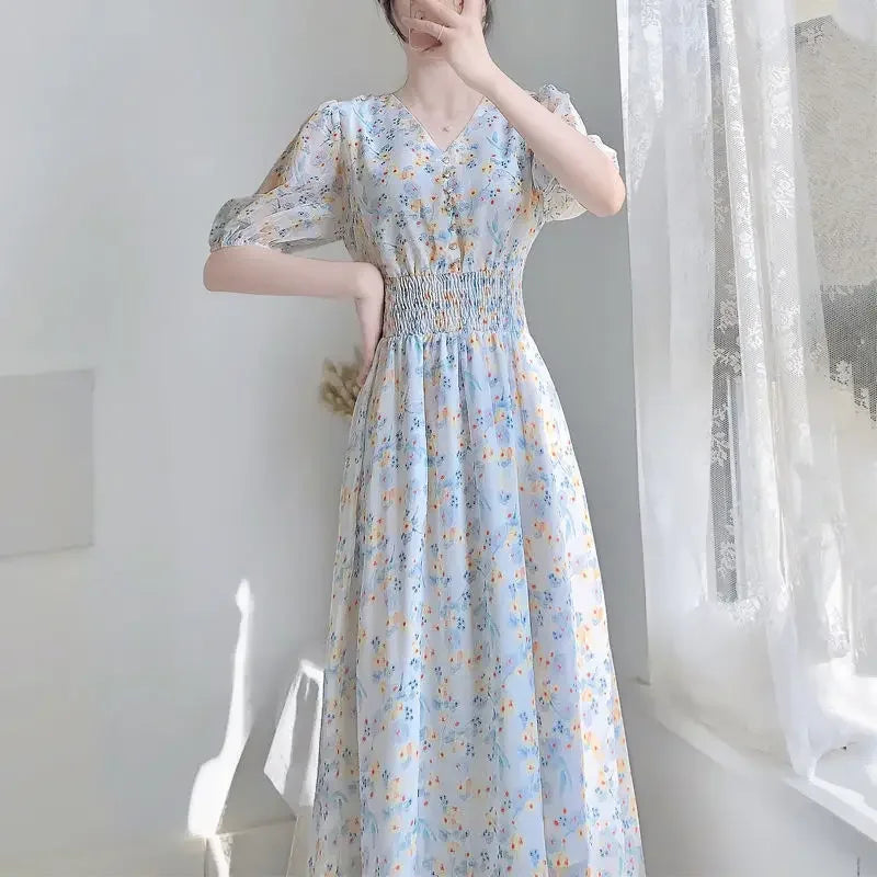 Evening Dresses for Women 2025 Silk Prom Flower Clothes Midi Woman Dress Party Chiffon Floral White Satin Aesthetic Outfits X G