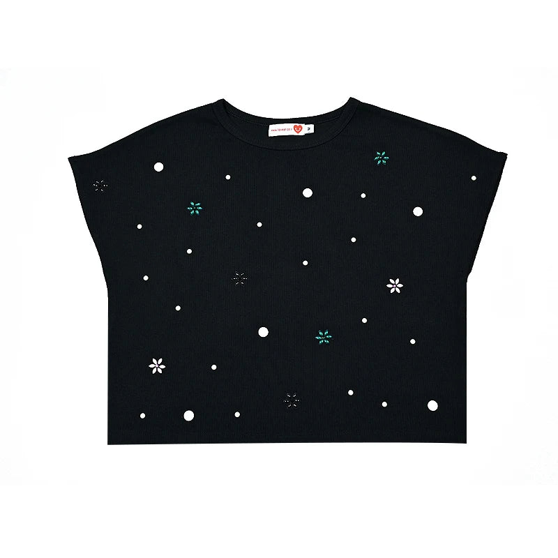 Maxi Dress Women Long Sleeve Lady Dresses Flowers and Pearls Top Casual Dress Round Neck Black Modal Ribbed Top Sizes XS-XXXL
