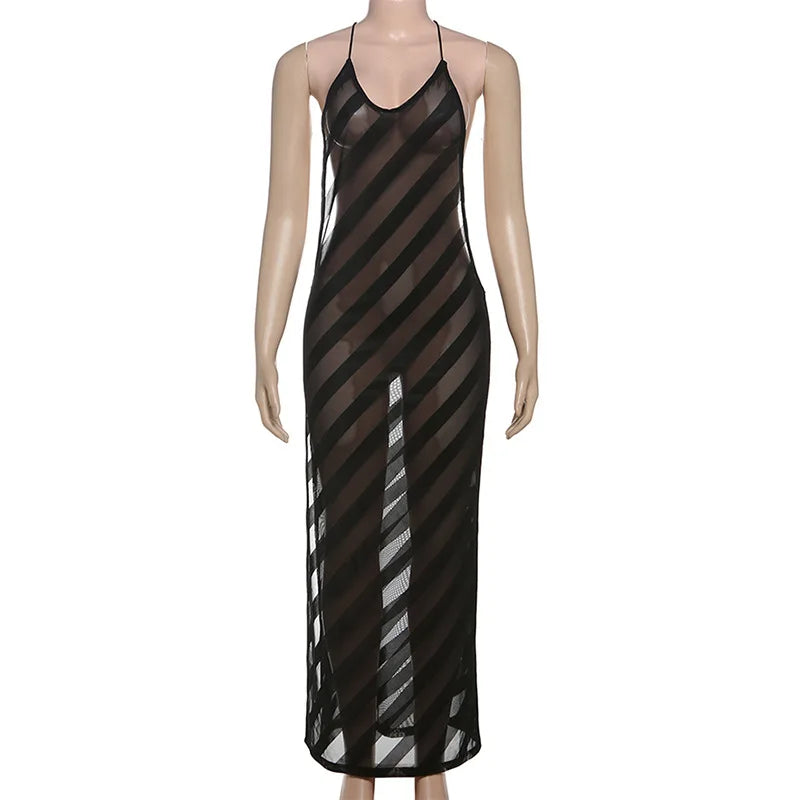 Black Evening Dresses For Women Clothing Backless Vestidos Elegantes Para Mujer See Through Sexi Night Dress Hot Club Outfit