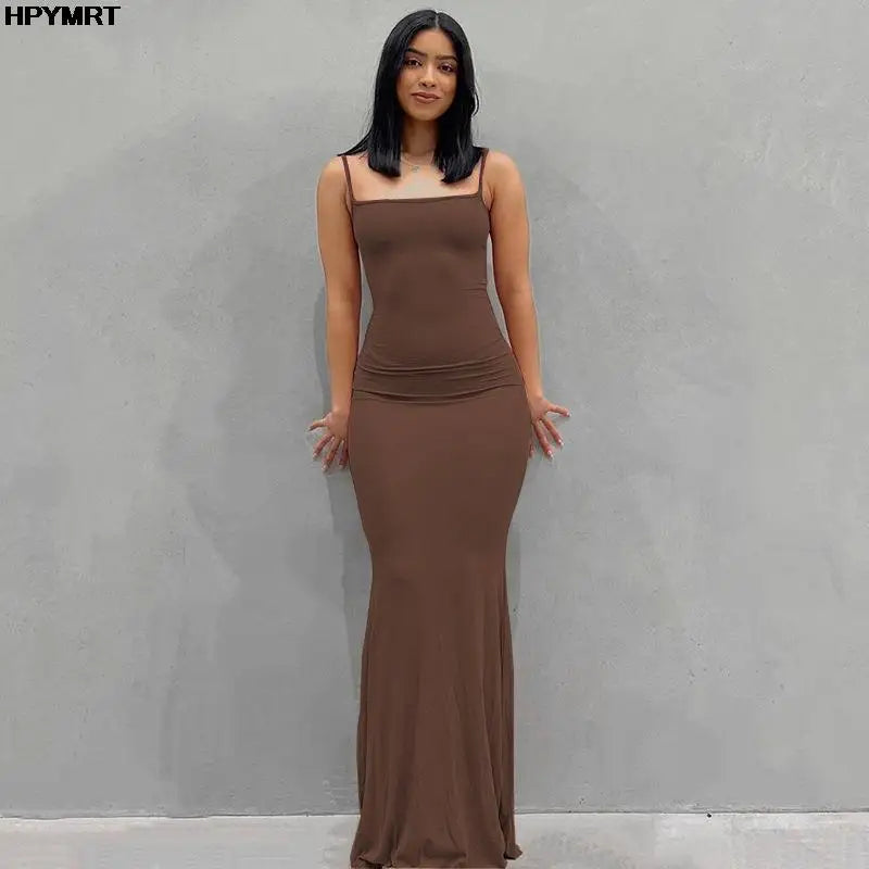 Satin Slip Sleeveless Backless Slim Sexy Maxi Dress 2022 Spring Women Party Y2K Concise Bodycon Elegant Dresses Female Clothing
