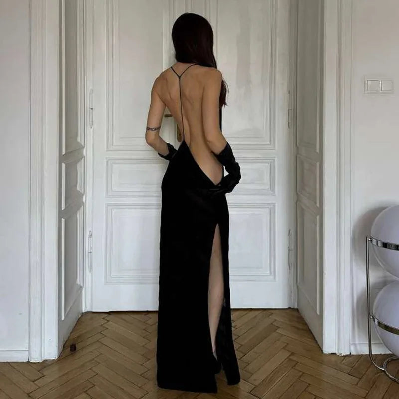 Black Evening Dresses For Women Clothing Backless Vestidos Elegantes Para Mujer See Through Sexi Night Dress Hot Club Outfit