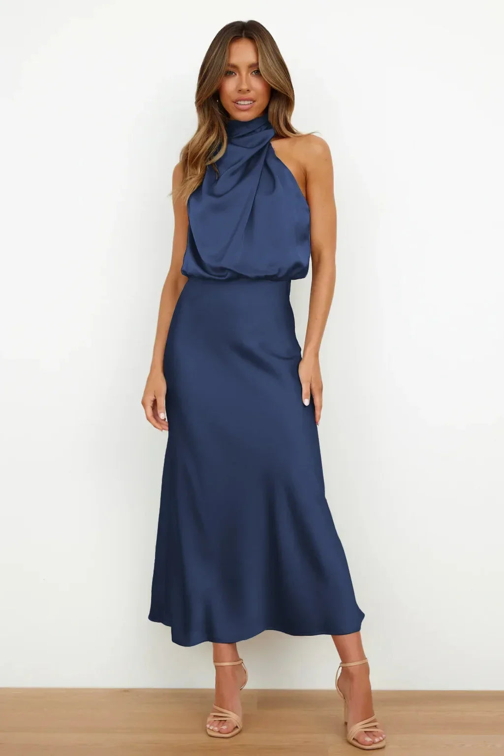 New in Summer Wedding Satin Silk Women Dresses Sexy Evening Party Sleeveless Off Shoulder Bodycon Elegant Maxi Dresses for Women