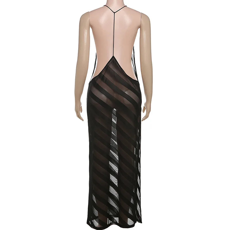 Black Evening Dresses For Women Clothing Backless Vestidos Elegantes Para Mujer See Through Sexi Night Dress Hot Club Outfit