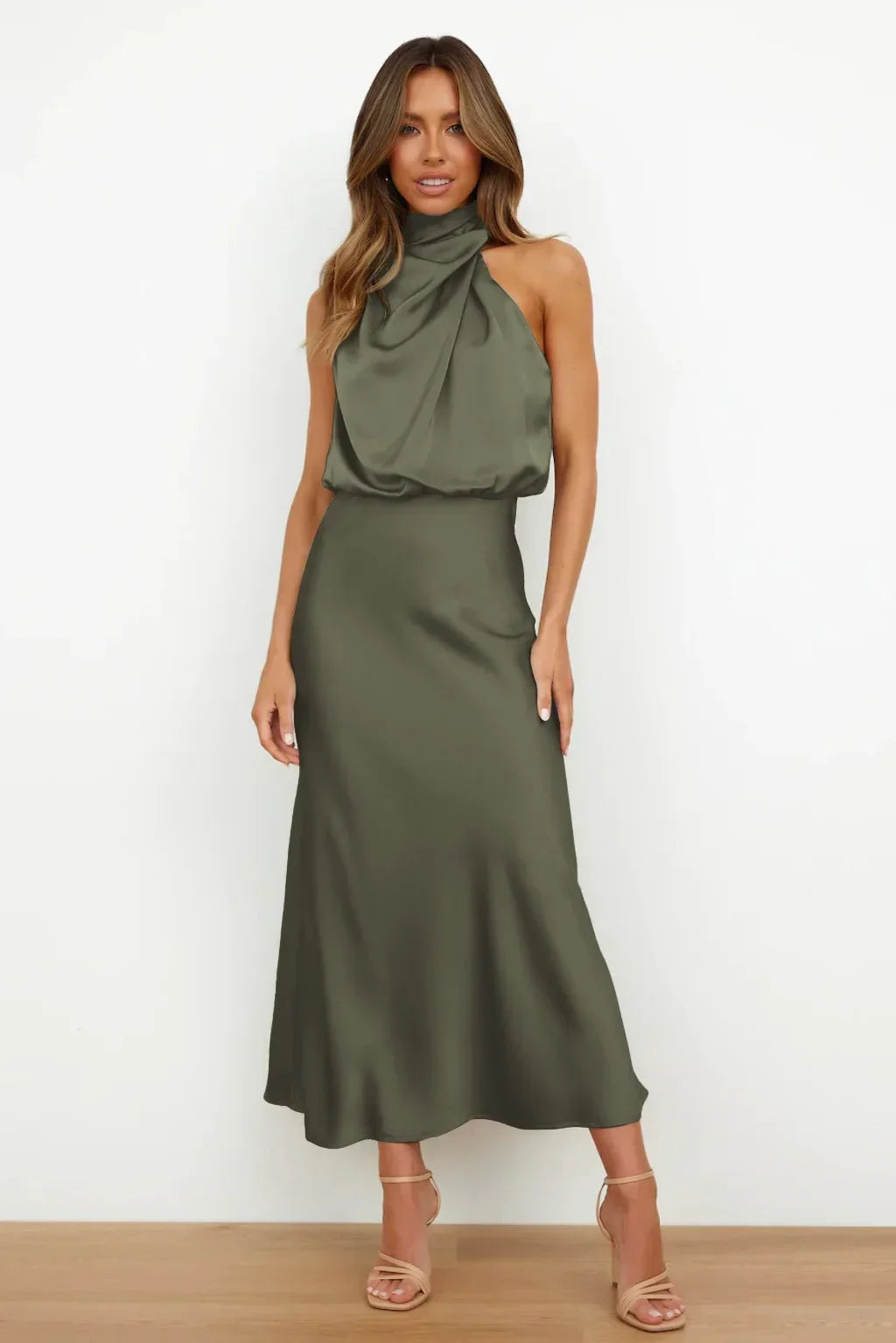 New in Summer Wedding Satin Silk Women Dresses Sexy Evening Party Sleeveless Off Shoulder Bodycon Elegant Maxi Dresses for Women
